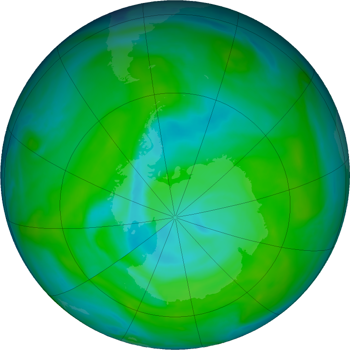 Antarctic ozone map for 16 December 2018